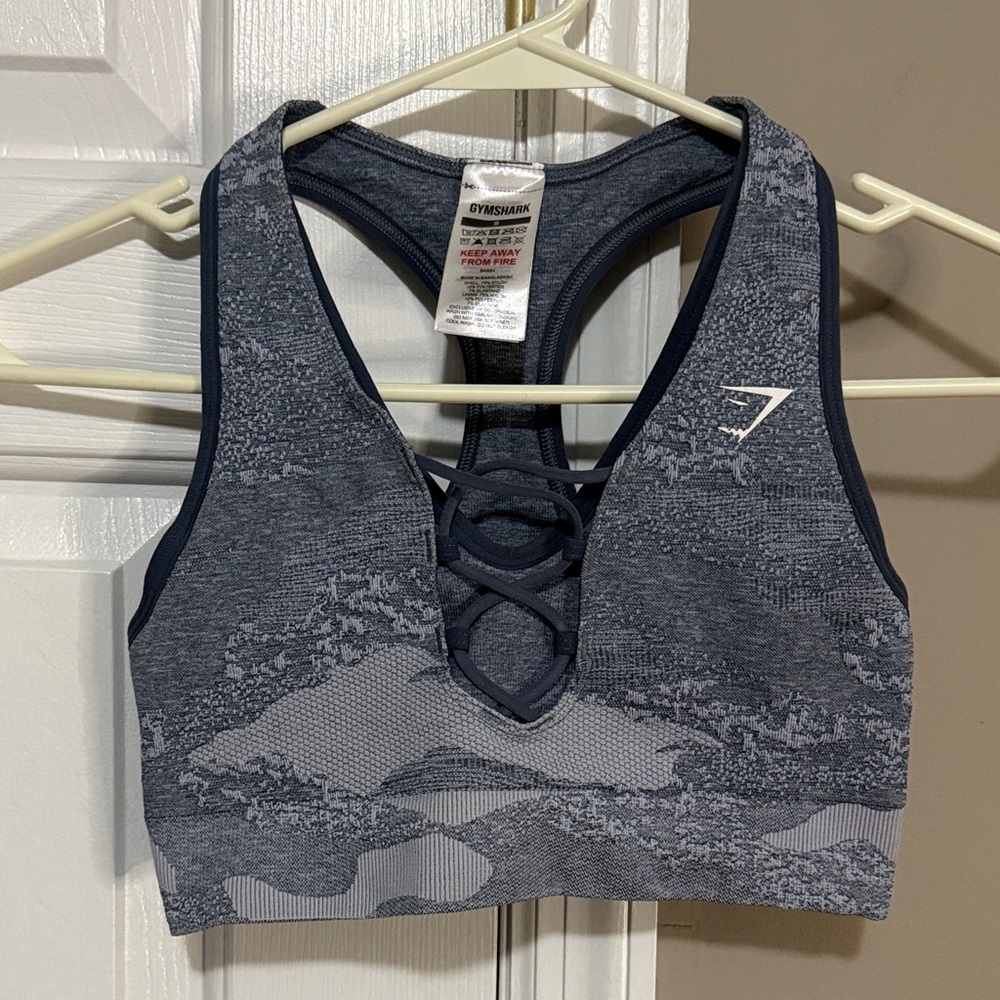 Gymshark Vital Seamless Lace-Up Sports Bra – Small – Grey Camo NWOT